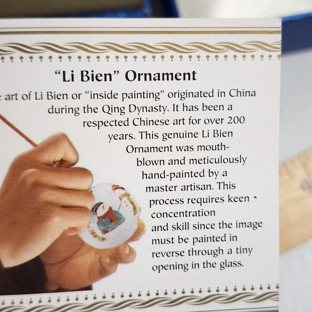 Pier 1 Li Bien 2015 Angel with Harp Hand Painted Glass Christmas Ornament Boxed